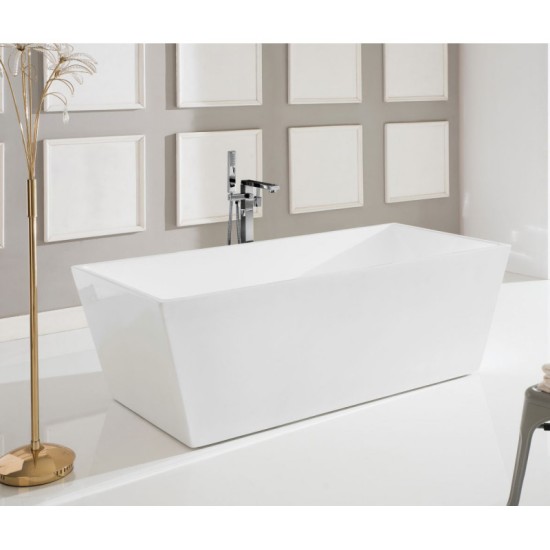 Brand New 1500x750x580mm Square Bathtub Freestanding Acrylic White Bath Tub
